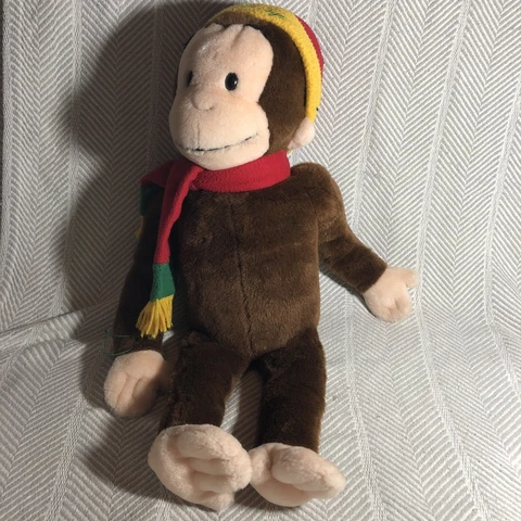 Large Curious George Plush Macy's Embroidered Winter Hat and Scarf 24in HMCO Cover