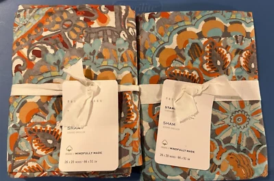 Set of 2 NEW POTTERY BARN Paloma Paisley 100% Organic Cotton Standard Shams - Image 1 of 4