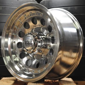SCALE 4x4 16x8 8x6.5 8x165.1 0 OFFSET BANDIT II SILVER MACHINE TRUCK 4 WHEEL SET - Picture 1 of 5