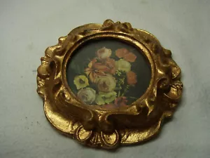 Round Picture Photo Frame Gilt Resin Rococo Style Vintage Italy #W/U2 - Picture 1 of 7