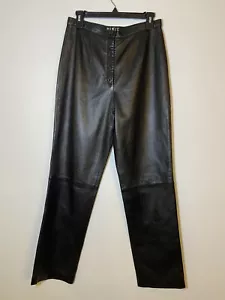Mixit genuine black leather straight leg high rise pants size 8 - Picture 1 of 8