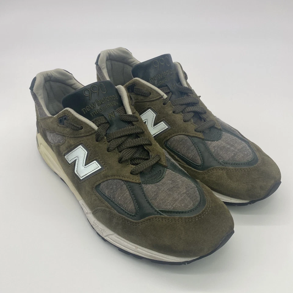 NEW BALANCE 990 V2 AGE OF EXPLORATION MADE IN THE USA OLIVE / GREY MENS 13 RARE  - Image 1 of 4