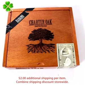 Caja de cigarros de madera vacía Charter Oak Lonsdale Habano 7,75" x 7" x 2" - Imagen 1 de 10