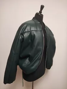 NA-KD Oversized PU Puffer Bomber Jacket, UK10 EU38 Dark Teal NEW - Picture 1 of 4