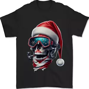 T-shirt homme chapeau de Noël crâne de plongée sous-marine 100% coton - Photo 1/6
