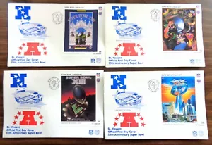 LOT OF 4 OVERSIZE FDC'S 1991 ST. VINCENT SUPER BOWL S/S SHEET CACHET COVERS - Picture 1 of 3