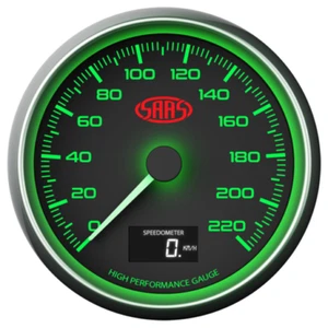 SAAS Speedo 0-220 KPH 3 1/2inch 89mm In Dash Black Muscle Series - SG31632 - Picture 1 of 1