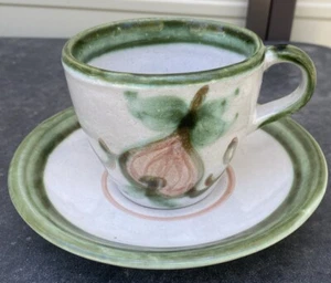 Vintage John B Taylor Harvest Pear Louisville Stoneware Flat Cup & Saucer - Picture 1 of 6