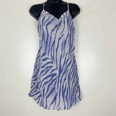 Vestido de Noche Babydoll Natori Bordado Sin Mangas Talla S Estampado de Cebra Foto 1 de 4