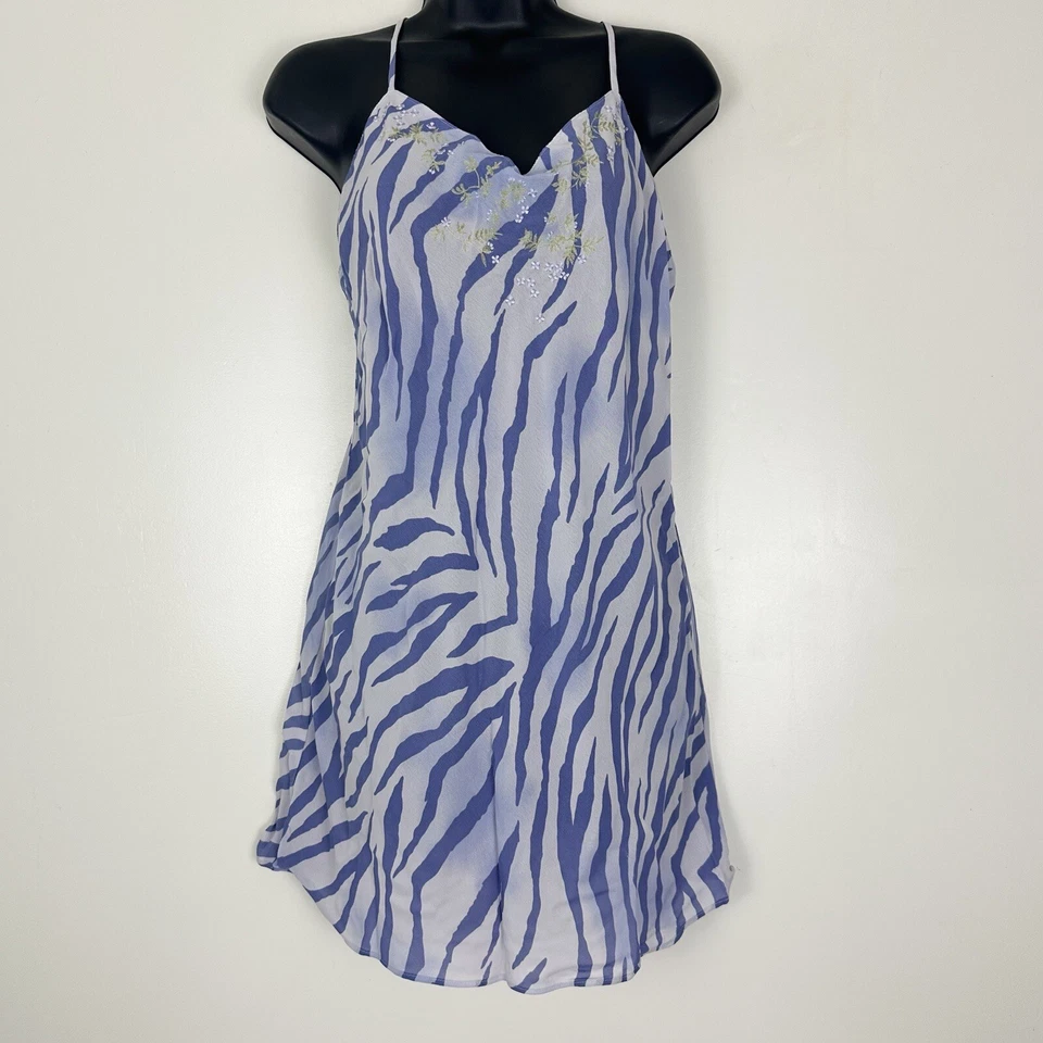 Vestido de Noche Babydoll Natori Bordado Sin Mangas Talla S Estampado de Cebra Foto 1 de 4