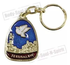 Holy dove JERUSALEM Israel KeyChain ring Amulet Pendant Lucky Charm Judaism - Picture 1 of 6
