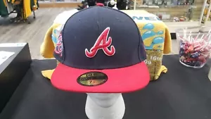 NWT ATLANTA BRAVES SIDE PATCH LOGO FITTED HAT NEW ERA 59FIFTY 5950 SIZE 7 1/2 - Picture 1 of 5