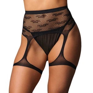 Sexy Netz Strumpfgürtel S M L XL mit Kuss-Muster in 3 Farben Strumpfbänder "X19 - Bild 1 von 9