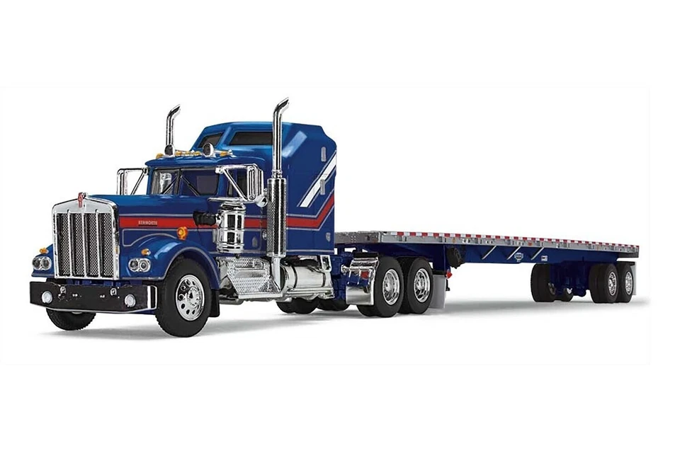 First Gear 69-1656 Kenworth W900A 带卧铺和 53 英尺 Wilson 平板 1/64 压铸 MB — 第 1/1 张图片