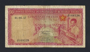 BELGIAN CONGO ET DU RUANDA-URUNDI 50 FRANCS 1-6-1957 P-32 CONGO BELGA 50 FRANCHI - Picture 1 of 2