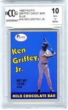 KEN GRIFFEY JR.~RARE 1989 PACIFIC CANDY BLUE BCCG-10 MINT+ GRADED ROOKIE RC CARD