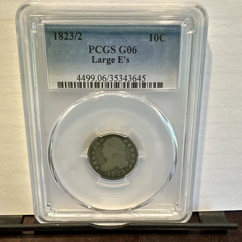 1823/2 DIME PCGS G 06 LARGE E RARE COIN Cover