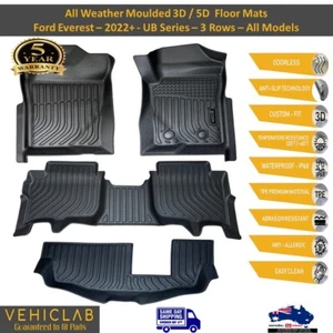 3D All Weather Moulded Car Floor Mats for Ford Everest Next Gen - 2022+ - 3 ROWS - Picture 1 of 12