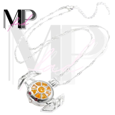 Star Wars Necklace Cage Pendant Orange Pearls Inside Stainless Steel TIE FIGHTER - Image 1 of 4