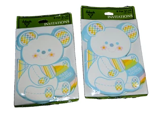 DAMAS AZULES TROQUELADAS OSO Invitaciones BABY SHOWER ¡Selladas! 16 Hallmark de colección 2X8 - Imagen 1 de 2