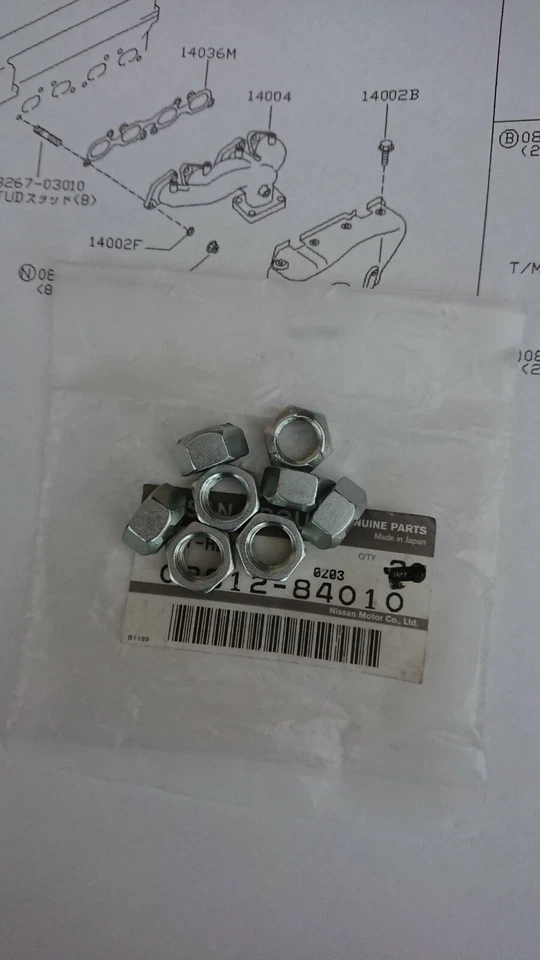 Nissan Sunny Pulsar GTI-R, colector de escape a tuercas de cabeza, nuevo juego genuino de 8. Foto 1 de 1