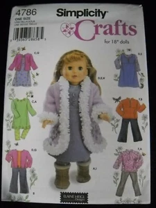 18" Doll Clothes Coat Jacket Boots Pants Tops Dress Jumper SewingPattern S 4786* - Picture 1 of 2