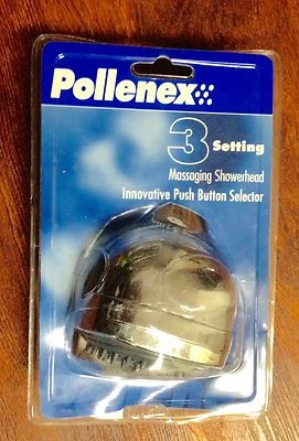 POLLENEX 3 SETTING MASSAGING SHOWER HEAD INNOVATIVE PUSH BUTTON SELECTOR OPEN PK - Image 1 of 4
