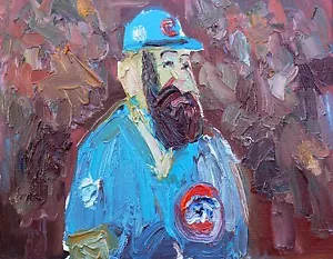 "Pintura al óleo de la serie mundial de los Cubs de 8"" x 10" - Imagen 1 de 4