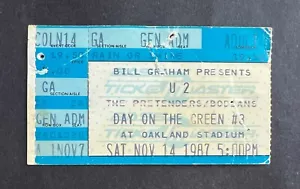 1987 U2 Concert Ticket Stub 11/14/87 - Joshua Tree Tour - Oakland Coliseum Ca. - Picture 1 of 2