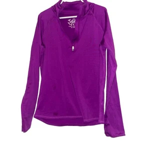 Justice Girls 12 Athletic QuarterZip Front Pullover Shirt Purple Mock Neck - Picture 1 of 9