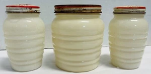 Vintage Anchor Hocking Ivory Tulip Grease Jar with Sallt & Pepper Shakers*25255U - Picture 1 of 7