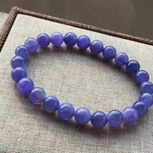 Bracciale perle pietre preziose zoisite tanzanite blu naturale Tanzania 10 mm AAAA - Foto 1 di 3