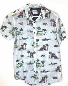 Lifeguard Tropical Beach Print Shirt Sovereign Codes Blue Men's Size Small - Picture 1 of 4
