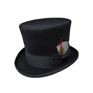 Cappelli Top 100% Lana Feltro Stile Vittoriano Cappellaio Pazzo 6" Alti Cappelli Magici da Uomo - Foto 1 di 8