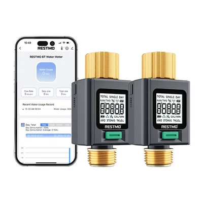 Умный расходомер воды с подсветкой экрана, латунный вход и выход, измерительный галлон - Изображение 1 из 4