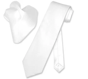 Vesuvio Napoli Solid WHITE Color NeckTie and Handkerchief Mens Neck Tie Set - Picture 1 of 2