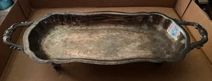 Vintage FB Rogers Rectangle Tray Handles & Feet Tarnished Silverplate Made USA - Picture 1 of 12
