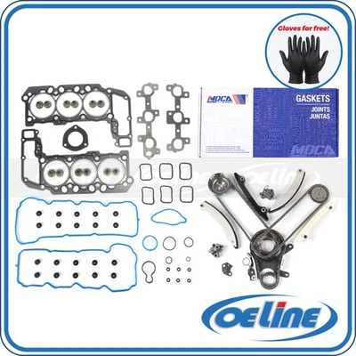 Head Gasket Set Timing Chain Kit for Dodge Dakota Durango Nitro Ram Jeep Liberty - Image 1 of 4