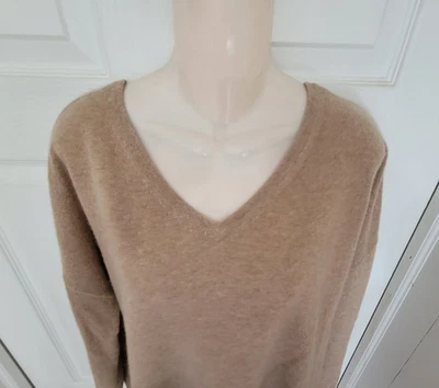 Suéter Charter Club 100 % cachemir de lujo tejido suave cuello en V camel tostado grande  Foto 1 de 4