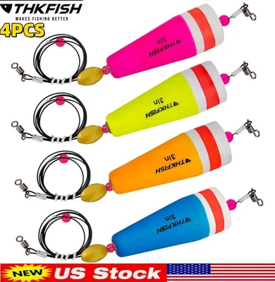 THKFISH Floats for Saltwater Fishing Bobber 4PCS Weighted Bobbers Inshore Fishing Poppin