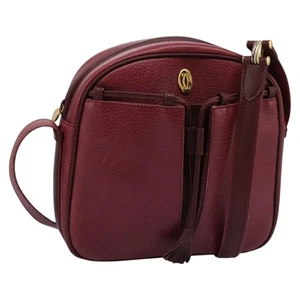 Cartier Schultertasche Leder Rot Gold Auth 112095 - Bild 1 von 23