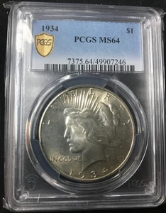 1934 Peace Silber Dollar PCGS MS64 GOLDSCHILD - Bild 1 von 4