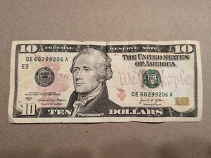 Ten Dollar Bill Radar Fancy Serial Number QE 60299206A Series 2021 - Picture 1 of 2