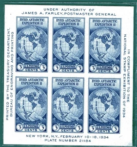 SC# 735 - 1934 Byrd Expedition postfrischer Block - ohne Gummi wie ausgegeben - Bild 1 von 1