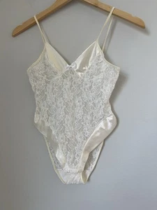 Vintage Delicates Ivory Lace and Satin Lingerie Teddy Bodysuit USA Size S - Picture 1 of 10