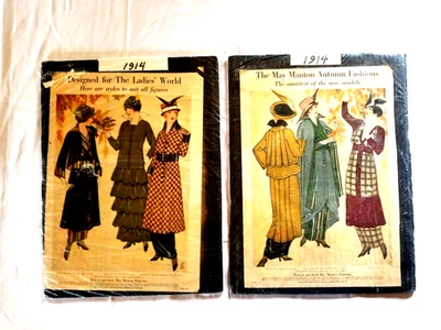 VTG 1914 WW1 WWI May Manton Autumn Fashion Plate Print Signed F.S. Wall Decor - Image 1 of 4