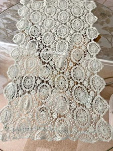 VINTAGE STYLE DUCK EGG BLUE COTTON LACE TABLE MAT/DOILY~ 18" x 11" BY M & S - Picture 1 of 2