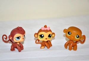Littlest Pet Shop LOT 3 Monkeys  #216 Girl  #267  #342 tear drop eyes LPS - Picture 1 of 7