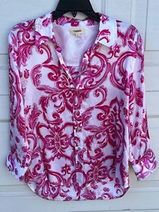 Damen L’Agence Rosa Paisley Seide Button Down Shirt Gr. M - Bild 1 von 4