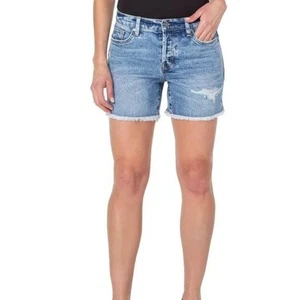 Earnest Sewn Distressed Button Fly Frayed Hem Riley Blue Jean Shorts 31 $79 - Picture 1 of 7
